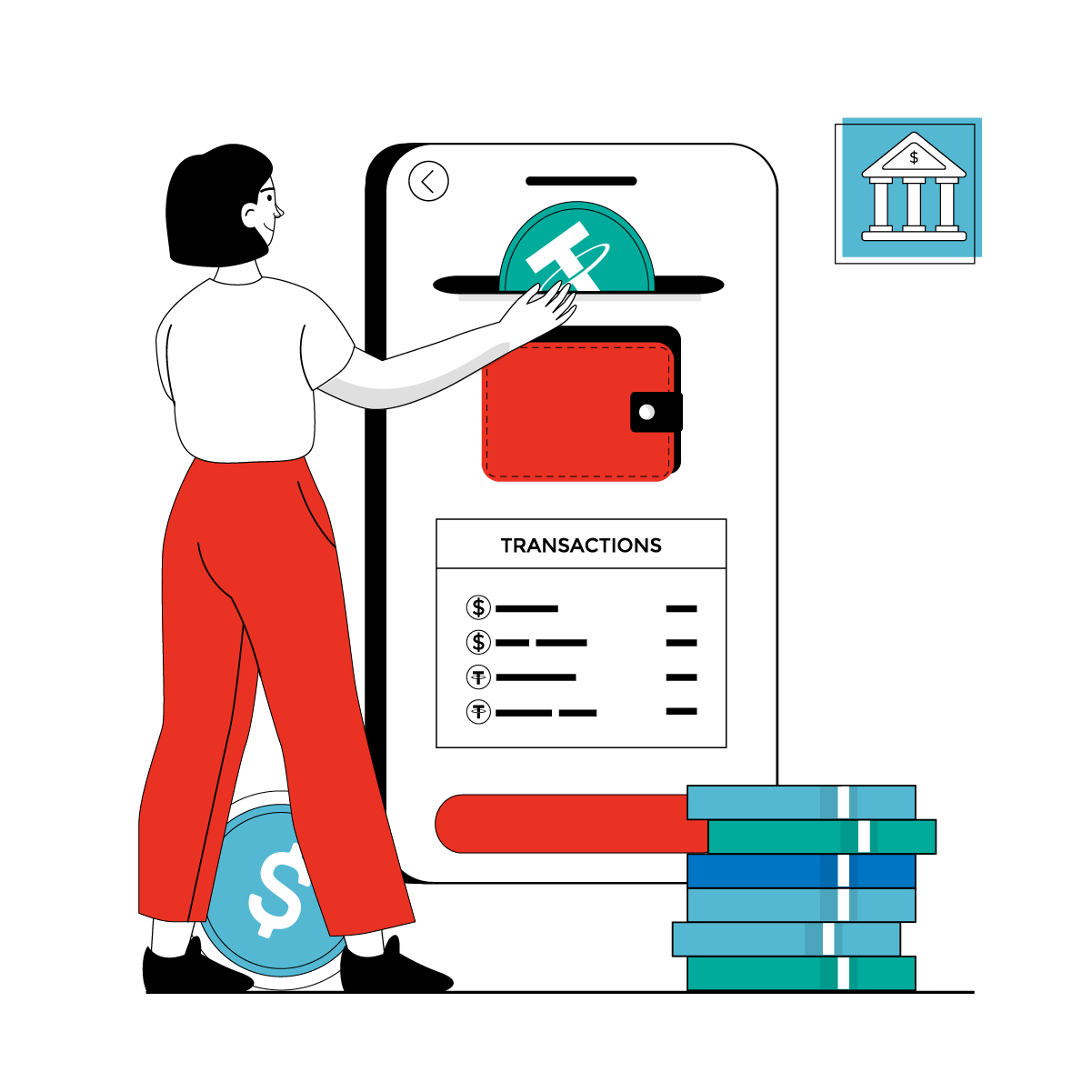 El usuario fondea la billetera con ARS o USDT